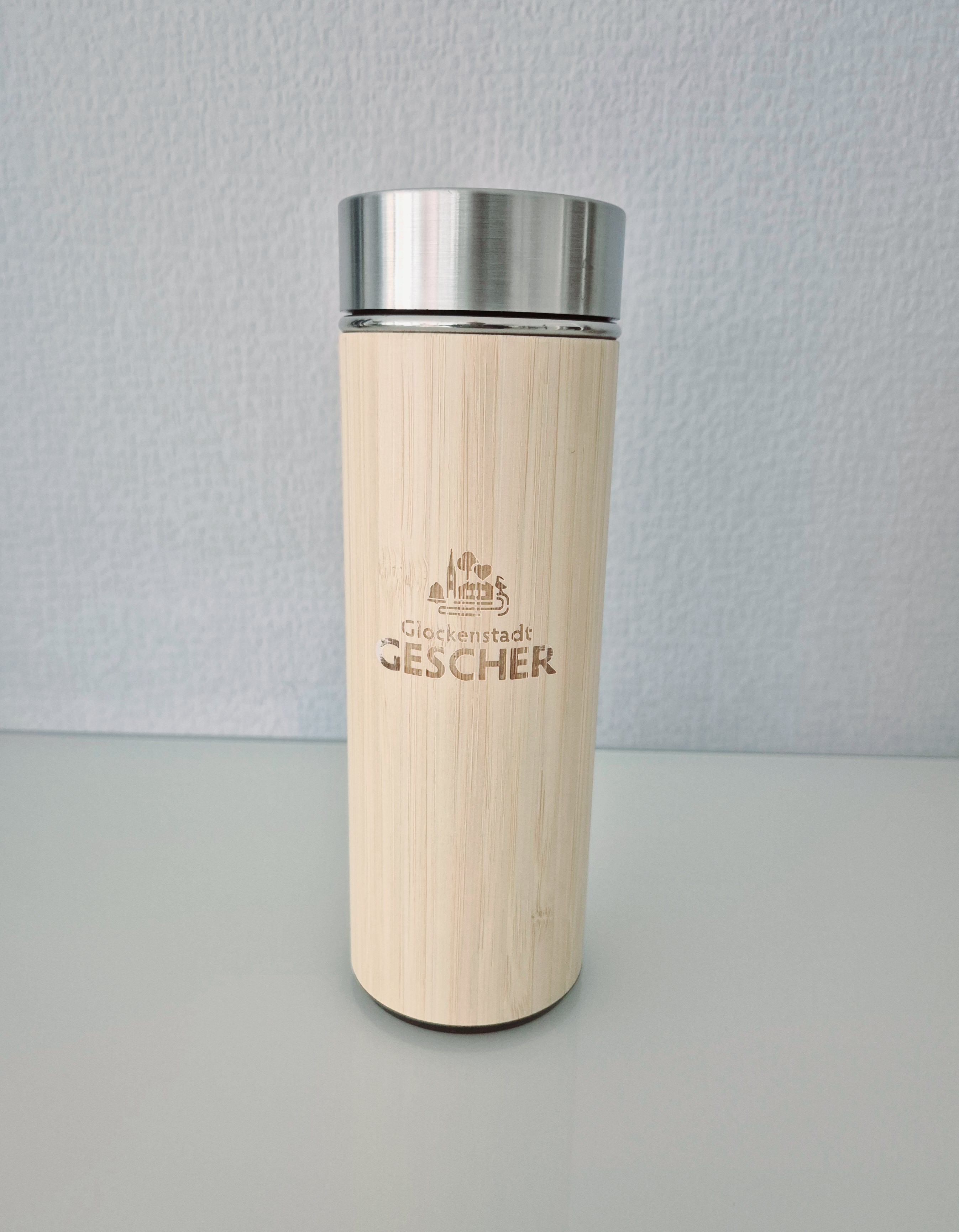 "Glockenstadt Gescher" - Isolierbecher aus Bambus / Thermosflasche 400ml